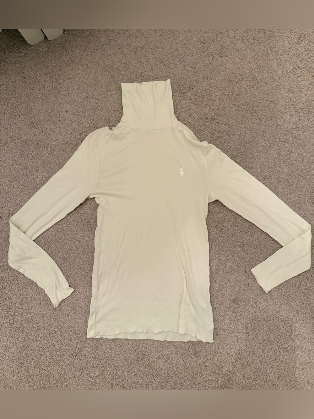 Ralph Lauren Women's Turtleneck Cotton Blend Long Sleeve Cream Size Large